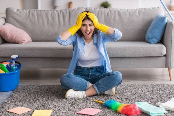 frustrated on rug
